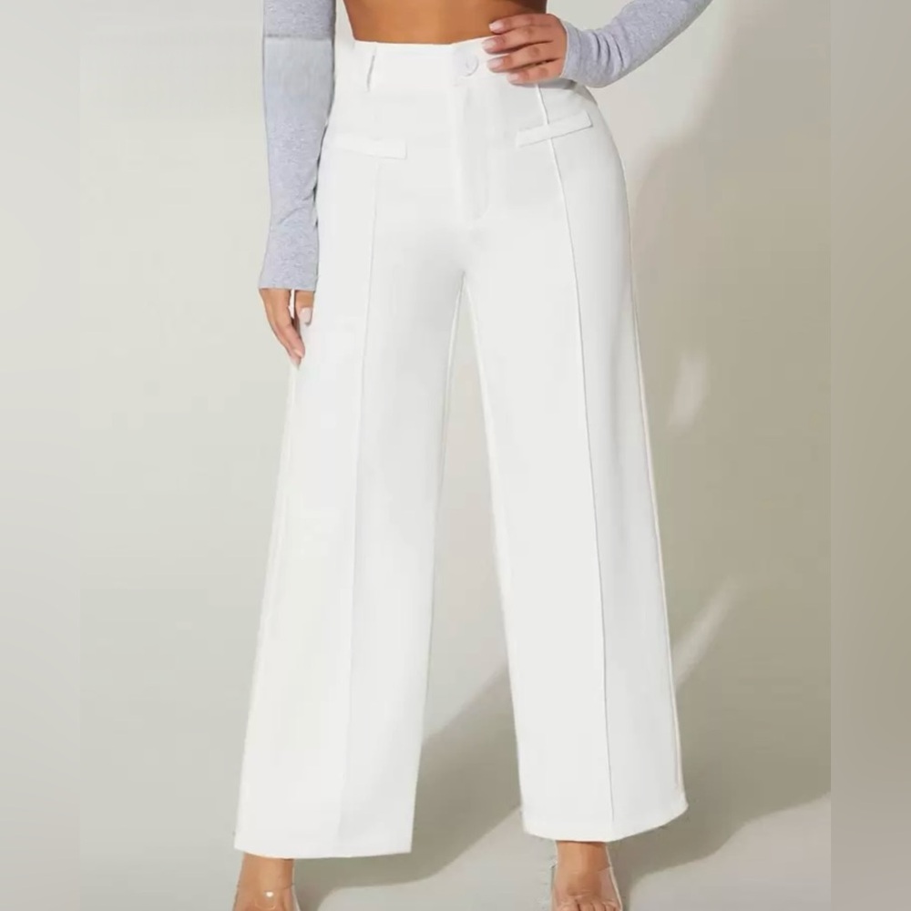 Elegant White Wide-Leg Pants